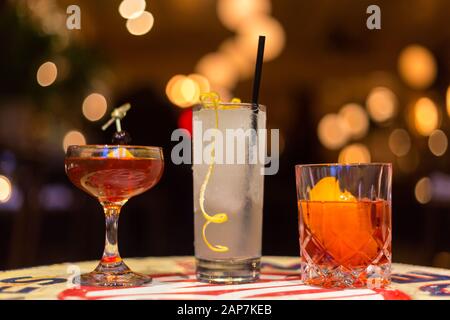 Bunte klassische Cocktails. Stockfoto