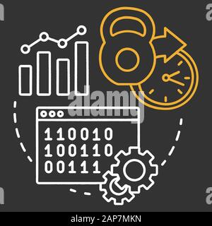 Load Testing chalk Konzept Symbol. Software Entwicklung Idee dünne Linie Abbildung. System Perfomance zu unterschiedlichen Bedingungen. Nicht-funktionale tes Stock Vektor