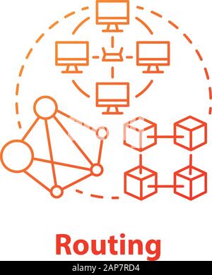 Routing Konzept Symbol. Software Development tools Idee dünne Linie Abbildung. Mobile Device Programmierung und Kodierung. Application Management und optimiz Stock Vektor