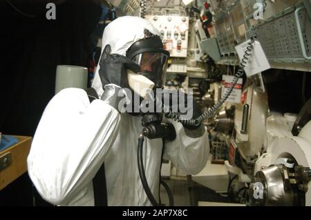 "Evolution" im Notfall auf einem Diesel-E-U-Boot der Collins Klasse der australischen Marine. Stockfoto