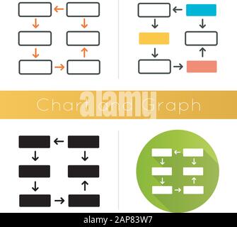 Symbol für Verbindungsdiagramm. Verdrahtungstabelle. Darstellung der Fortschrittsstufen, Visualisierung der Prozessschritte. Bericht "geschlossener Zyklus". Flaches Design, linear und farbig Stock Vektor