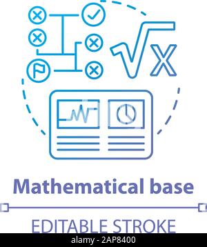 Symbol für das Konzept des blauen Gradienten der mathematischen Basis. Berechnungen Idee Thin Line Illustration. Kombination aus Zahlen und Ziffern. Arithmetisches, numerisches System. Stock Vektor