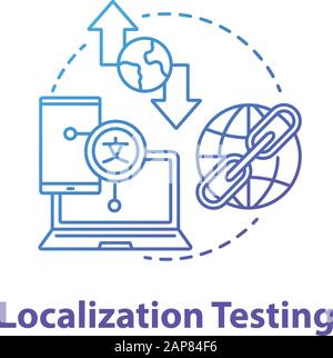 Symbol für das Konzept für Lokalisierungstests. Abbildung der Entwicklungsstufe von Software - Thin Line. Anwendungsprogrammierung, IT-Projektmanagement. Anpassen Stock Vektor