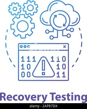 Testen Konzept Symbol. Entwicklung von Software für das Management von Idee, dünne Linie Abbildung. Crash Test. Programm Workflow, app Performance sorgen. IT-Projekt. V Stock Vektor