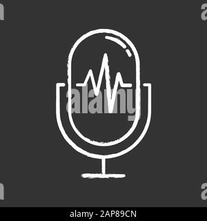 Kreidesymbol für Sprachaufzeichnungsprozess. Sound Recorder Idee. Soundwelle, Signalform, Lautsprecher. Sprachsignal, Sprachnachrichtenzubehör. Sprachaufzeichnung Stock Vektor