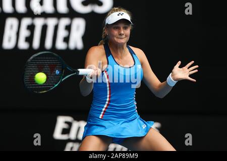 Melbourne, Australien. Januar 2019. Melbourne, Australien. Januar 2020. Caroline Wozniacki aus Dänemark besiegte Dayna Yastremska aus der Ukraine. In Melbourne Park, Melbourne, Australien am 22. Januar 2020. Foto von Peter Dovgan. Kredit: UK Sports Pics Ltd/Alamy Live News Stockfoto