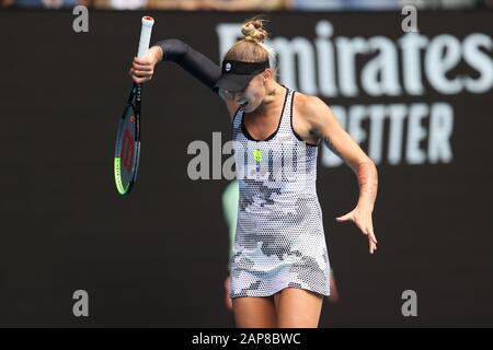 Melbourne, Australien. Januar 2019. Melbourne, Australien. Januar 2020. Ashleigh Barty aus Australien besiegte am 22. Januar 2020 Polona Hercog aus der Slowakei. In Melbourne Park, Melbourne, Australien. Foto von Peter Dovgan. Kredit: UK Sports Pics Ltd/Alamy Live News Stockfoto