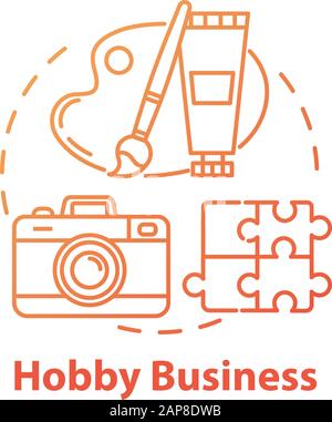 Symbol für Hobby-Business-Konzept. Freizeitaktivität. Kreative Arbeit. Kunstkurse sind eine dünne Linie. Vektor-isolierte Konturzeichnung Stock Vektor