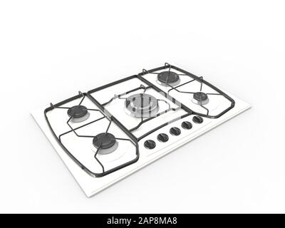 3D-Rendering eines Kochofens, isoliert auf weißem Hintergrund Stockfoto