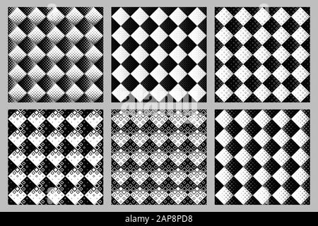 Hintergrundset für geometrisches, nahtloses quadratisches Muster - abstrakte Vektordarstellung Stock Vektor