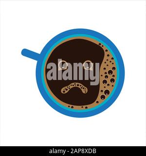 Vector Illustration Kaffeetasse mit trauriger Gesichts Stock Vektor