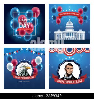 Poster zum Happy President Day mit Szenen Stock Vektor