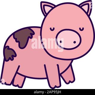 Pig im Schlammfarm Tier-Cartoon-Vektorgrafiken Stock Vektor