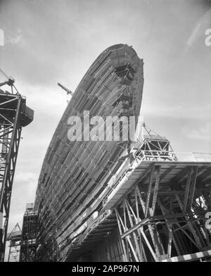 Bau-Flaggschiff Rotterdam für die HAU am RDM Datum: 4. Juni 1958 Schlagwörter: Schiffsbau Name: Rotterdam (Schiff) Stockfoto