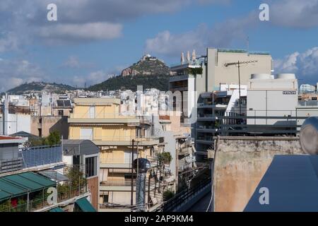 Athen, Griechenland - 20. Dezember 2019: Europa griechenland athen ein Luftbild von Lykavittos von DER A für athen Bar in der obersten Etage Stockfoto