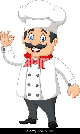 Cartoon Happy Chef mit OK-Schild Stock Vektor