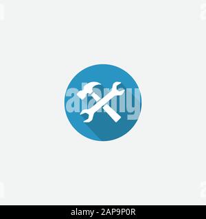 Service-Tools-Vektorsymbol, Schraubenschlüssel- und Hammerwerkzeug-Set-Websymbole, Symbol für flache Vektorsymbole für Reparatur-Servicewerkzeuge Stock Vektor