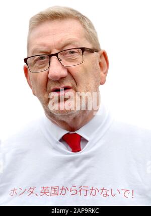 Len McCluskey - Generalsekretär der Vereinigung der Union - bei einem Protest in Westminster gegen Schliessung der Honda Werk in Swindon, 6. März 2019 Stockfoto