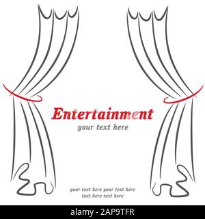 Theaterbühne mit Vorhängen und Schauspieler Symbol öffnen Vektor