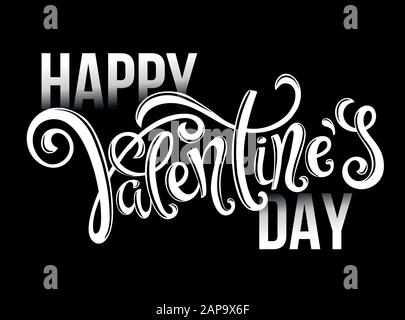Poster mit Mit handgezeichneten Schriftzug, Happy Valentines Day, Vektor, Abbildung Stock Vektor