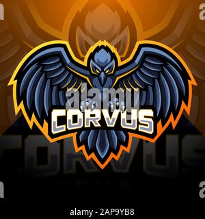 Raven sport Maskottchen Logo Design Stock Vektor