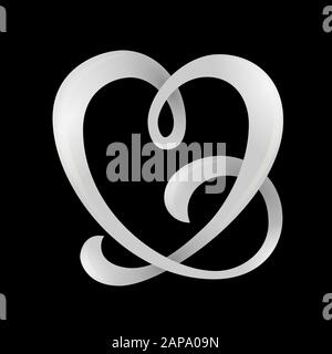 Herzförmige Farbband, Symbol der Liebe, Vektor, Abbildung Stock Vektor