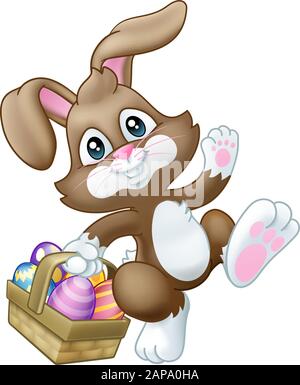 Osterhase Hase Eier Warenkorb Cartoon Stock Vektor