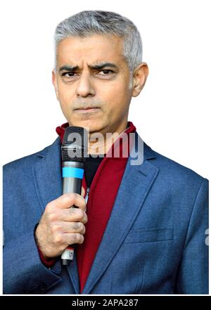 Sadiq Khan, Bürgermeister von London, in einer Rede vor der Abstimmung März zur Unterstützung eines zweiten Referendums Brexit, London, 20. Oktober 2018 Stockfoto
