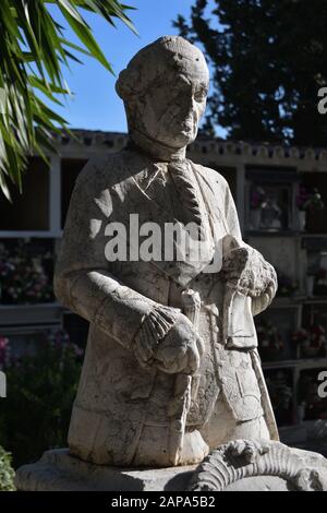 Skulptur der Familie Galvez auf dem Friedhof von Macharaviaya, Spanien Stockfoto