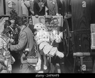 Karneval Nijmegen. Ankunft Prinz Karneval und Parade Datum: 19. April 1953 Ort: Nijmegen Schlüsselwörter: Karneval Stockfoto