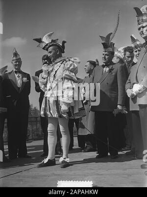 Karneval Nijmegen. Ankunft Prinz Karneval und Parade Datum: 19. April 1953 Ort: Nijmegen Schlüsselwörter: Karneval Stockfoto