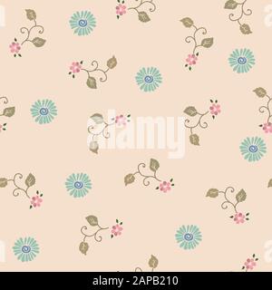 Einfaches, florales, nahtloses Wiederholungsmuster in Teepink Stock Vektor