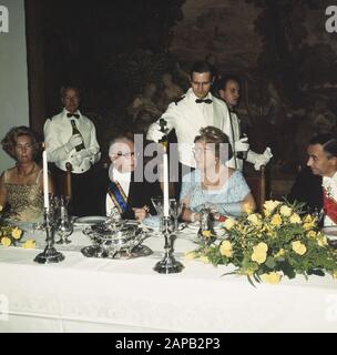 Besuch von Präsident Heinemann und Frau von WD in NL; NL reg. Bot Heinemann ein Galadiner im Prinsenhof an Datum: 25. november 1969 Ort: Delft, Zuid-Holland Schlüsselwörter: Galadiner, Besuchen Sie den persönlichen Namen: Heinemann, Gustav Institutionenname: Prinsenhof Stockfoto