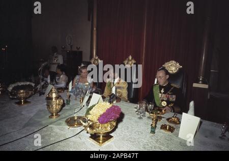 Besuchen Sie Königin Juliana, Pr. Bernhard, Pr. Beatrix Pr. Claus in Äthiopien: Gala-Dinner am ersten Besuchstag im Kaiserpalast Datum: 31. Januar 1969 Ort: Äthiopien Schlüsselwörter: Besuche persönlicher Name: Bernhard, Fürst, Claus, Fürst, Juliana, Königin Stockfoto