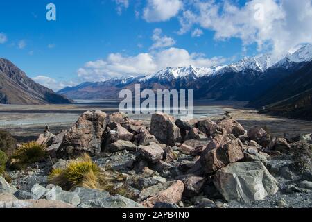 Vom Tasman-Gletscherspaziergang im Mount Cook National Park, Aoraki, South Island, Neuseeland Stockfoto