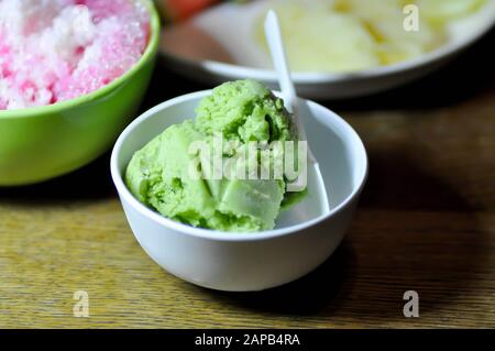 Eis-, Eis- oder Grünteeis oder Grünteeis Stockfoto