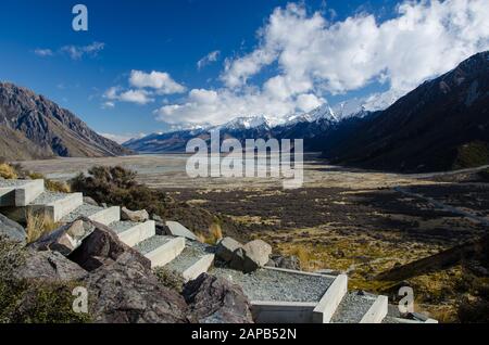 Vom Tasman-Gletscherspaziergang im Mount Cook National Park, Aoraki, South Island, Neuseeland Stockfoto