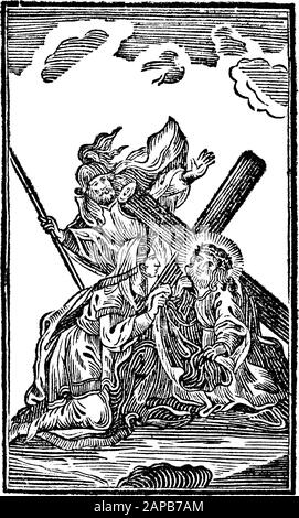 Antike biblische Vintage-Gravur oder Zeichnung der 6. Oder sechsten Kreuzwegstation oder Der Kreuzweg-Kreuzweg oder Der Via Crucis. Veronica wischt das Gesicht von Jesus.Bibel,Neues Testament,Mittleres Himmelsschlussel, Neuhaus, Deutschland, 1840 Stock Vektor