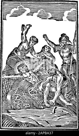 Antike biblische Vintage-Gravur oder Zeichnung der 11. Oder elften Kreuzwegstation oder Kreuzweg-Kreuzweg oder Via Crucis. Jesus wird an das Kreuz genagelt.Bibel,Neues Testament,Mittlere Himmelsschlssel, Neuhaus, Deutschland, um 1840 Stock Vektor