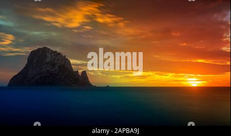 Sonnenuntergang auf der Insel Es Vedra Ibiza, Spanien Stockfoto