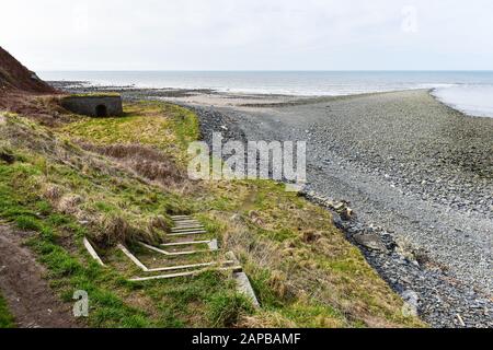 Sarn Wallog, auf walisisch Sarn Gynfelyn genannt, erstreckt sich in Cardigan Bay Wales UK Stockfoto