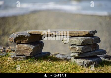 Sarn Wallog, auf walisisch Sarn Gynfelyn genannt, erstreckt sich in Cardigan Bay Wales UK Stockfoto