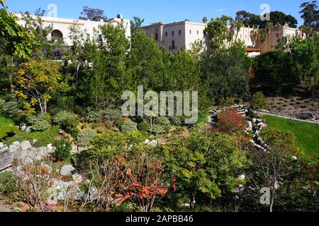 San DIEGO, CA -5 JAN 2020 - Blick auf den japanischen Freundschaftsgarten (San Kei En), einen traditionellen japanischen Garten im Balboa Park in San Diego, Califor Stockfoto