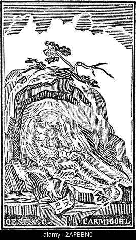Antike biblische Vintage-Gravur oder Zeichnung der 14. Oder vierzehnten Kreuzwegstation oder Kreuzweg oder Via Crucis. Jesus wird aus der Kreuz-Bibel, Neues Testament, Mittleres Himmelsschlussel, Neuhaus, Deutschland, 1840, entnommen Stock Vektor