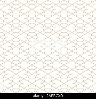 Nahtlose geometrische Muster auf japanische Holzarbeiten stil Kumiko. gold Linien. Für Design vorlage, Textil-, Gewebe-, Geschenkpapier, Laserschneiden und Ger Stock Vektor