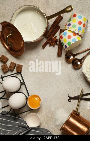 Back-Food-Zutaten Im Hintergrund Einstellen Stockfoto