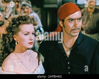 Der BLACK-SWAN-Film von 20th Century Fox aus dem Jahr 1942 mit Maureen O'Hara und Tyrone Power Stockfoto