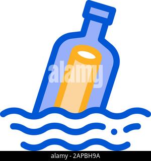 Botschaft In der Flasche Symbol Vektor Kontur Abbildung Stock Vektor