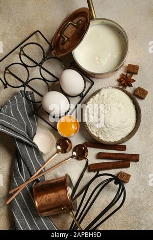 Back-Food-Zutaten Im Hintergrund Einstellen Stockfoto