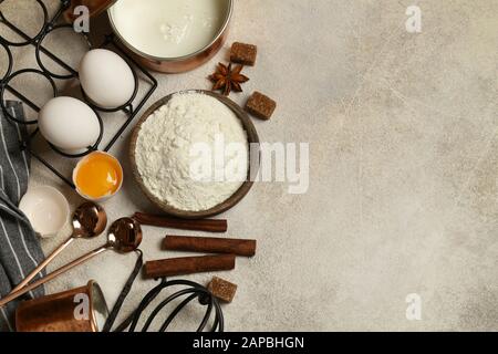 Back-Food-Zutaten Im Hintergrund Einstellen Stockfoto